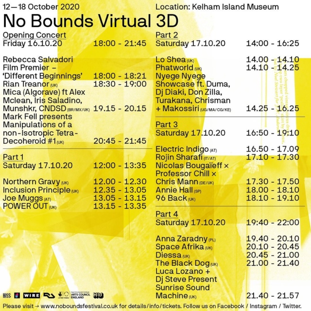 No Bounds 2020 - Livestream and set times